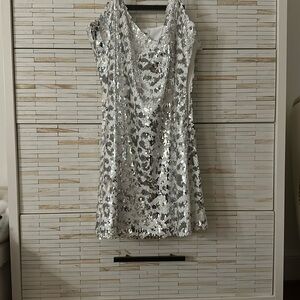 Superdown Silver Sequin Sheath Mini Dress